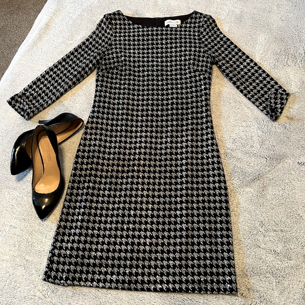 Black & silver knit cocktail dress, knee length, size 8